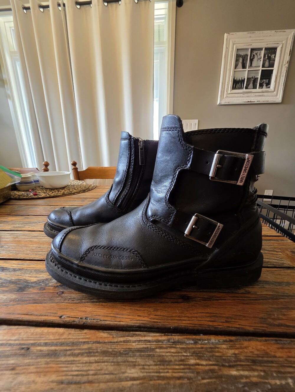 Harley-Davidson Black Leather Rider Boots with Dual Buckles